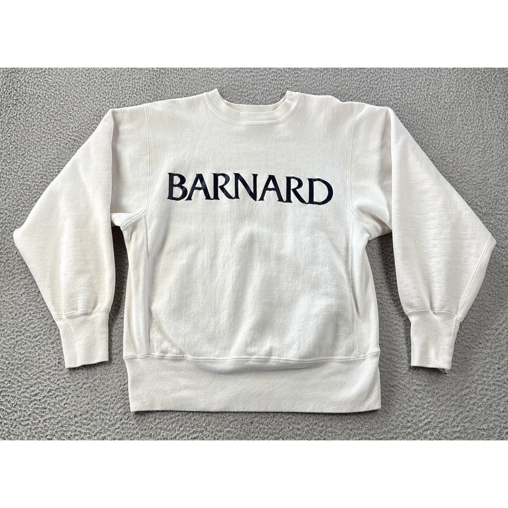 Vintage‎ Barnard College Sweatshirt Mens Medium White Preppy Made in USA 90s